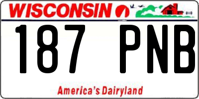WI license plate 187PNB