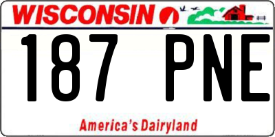 WI license plate 187PNE