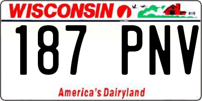 WI license plate 187PNV