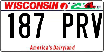 WI license plate 187PRV
