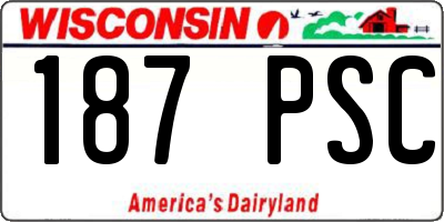 WI license plate 187PSC