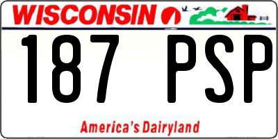 WI license plate 187PSP