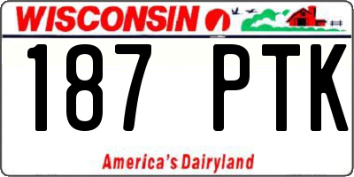 WI license plate 187PTK