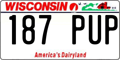 WI license plate 187PUP