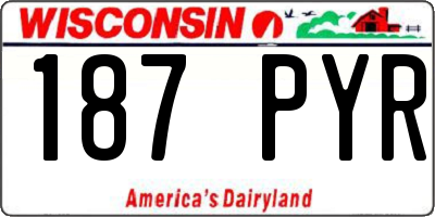 WI license plate 187PYR