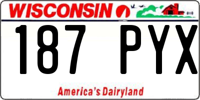 WI license plate 187PYX