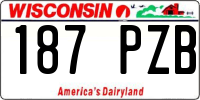 WI license plate 187PZB