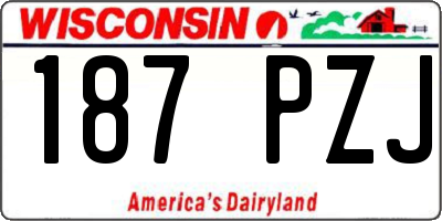WI license plate 187PZJ