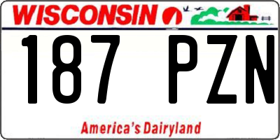 WI license plate 187PZN