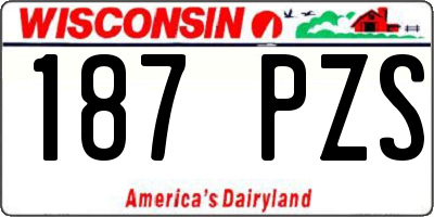 WI license plate 187PZS