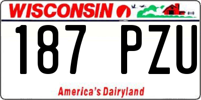 WI license plate 187PZU