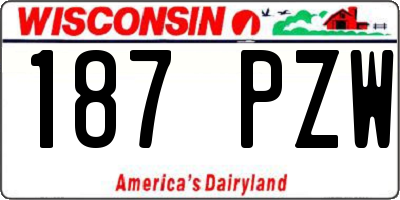 WI license plate 187PZW