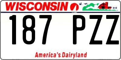 WI license plate 187PZZ