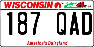 WI license plate 187QAD