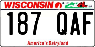 WI license plate 187QAF