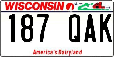 WI license plate 187QAK