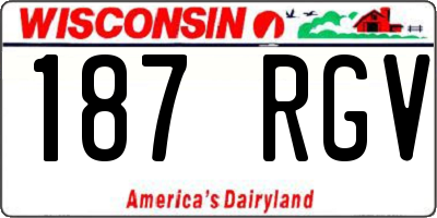 WI license plate 187RGV