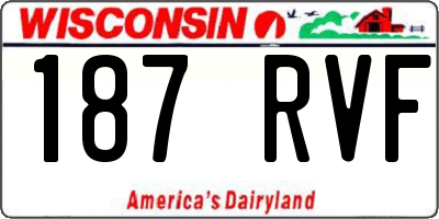 WI license plate 187RVF