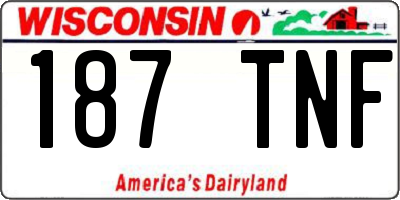 WI license plate 187TNF