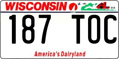 WI license plate 187TOC