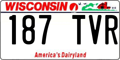WI license plate 187TVR