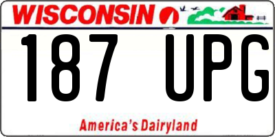 WI license plate 187UPG