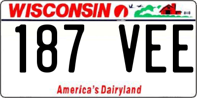 WI license plate 187VEE