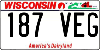 WI license plate 187VEG
