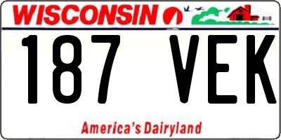 WI license plate 187VEK