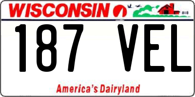 WI license plate 187VEL