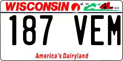 WI license plate 187VEM