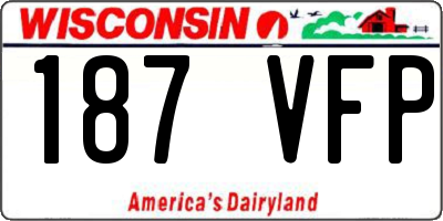 WI license plate 187VFP