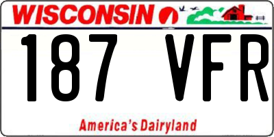 WI license plate 187VFR