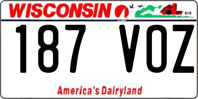 WI license plate 187VOZ
