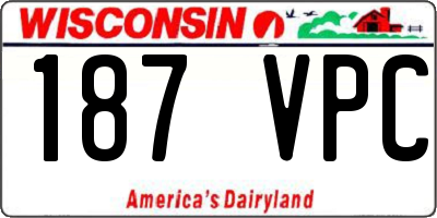 WI license plate 187VPC