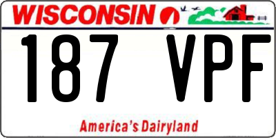 WI license plate 187VPF