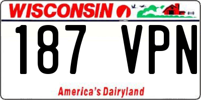 WI license plate 187VPN