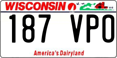 WI license plate 187VPO