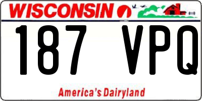 WI license plate 187VPQ