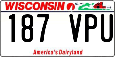 WI license plate 187VPU