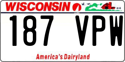 WI license plate 187VPW