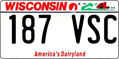 WI license plate 187VSC