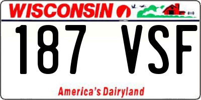 WI license plate 187VSF