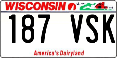 WI license plate 187VSK