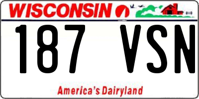 WI license plate 187VSN