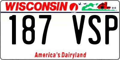 WI license plate 187VSP