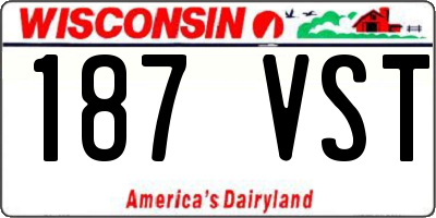 WI license plate 187VST