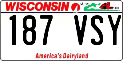 WI license plate 187VSY