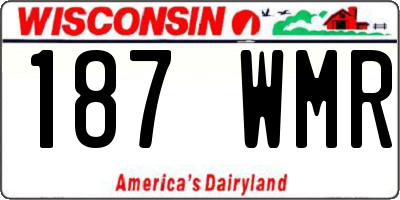 WI license plate 187WMR