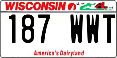 WI license plate 187WWT